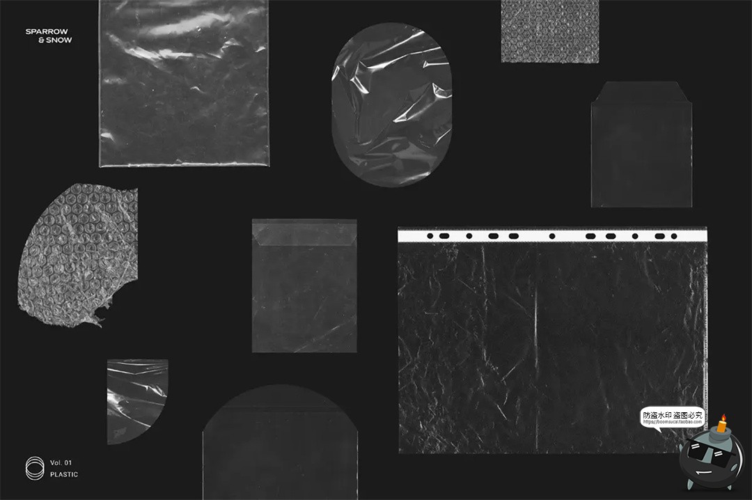 图片[4]-复古塑料薄膜气泡膜透明包装袋褶皱光泽肌理png免抠图片透明素材-设计猿