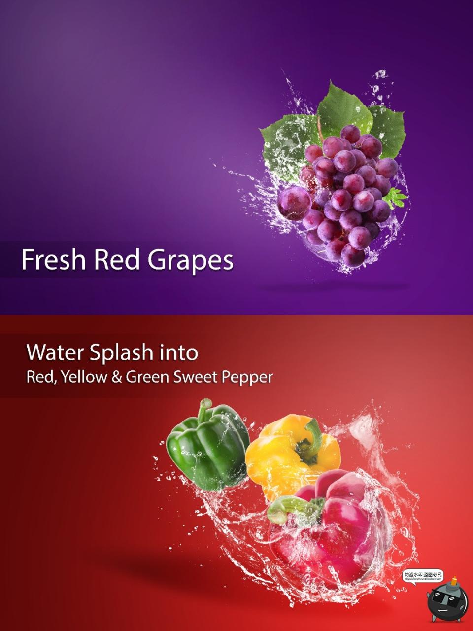图片[3]-水果特写海报西瓜荔枝葡萄桃子百香果火龙果新鲜水花飞溅PSD素材-设计猿