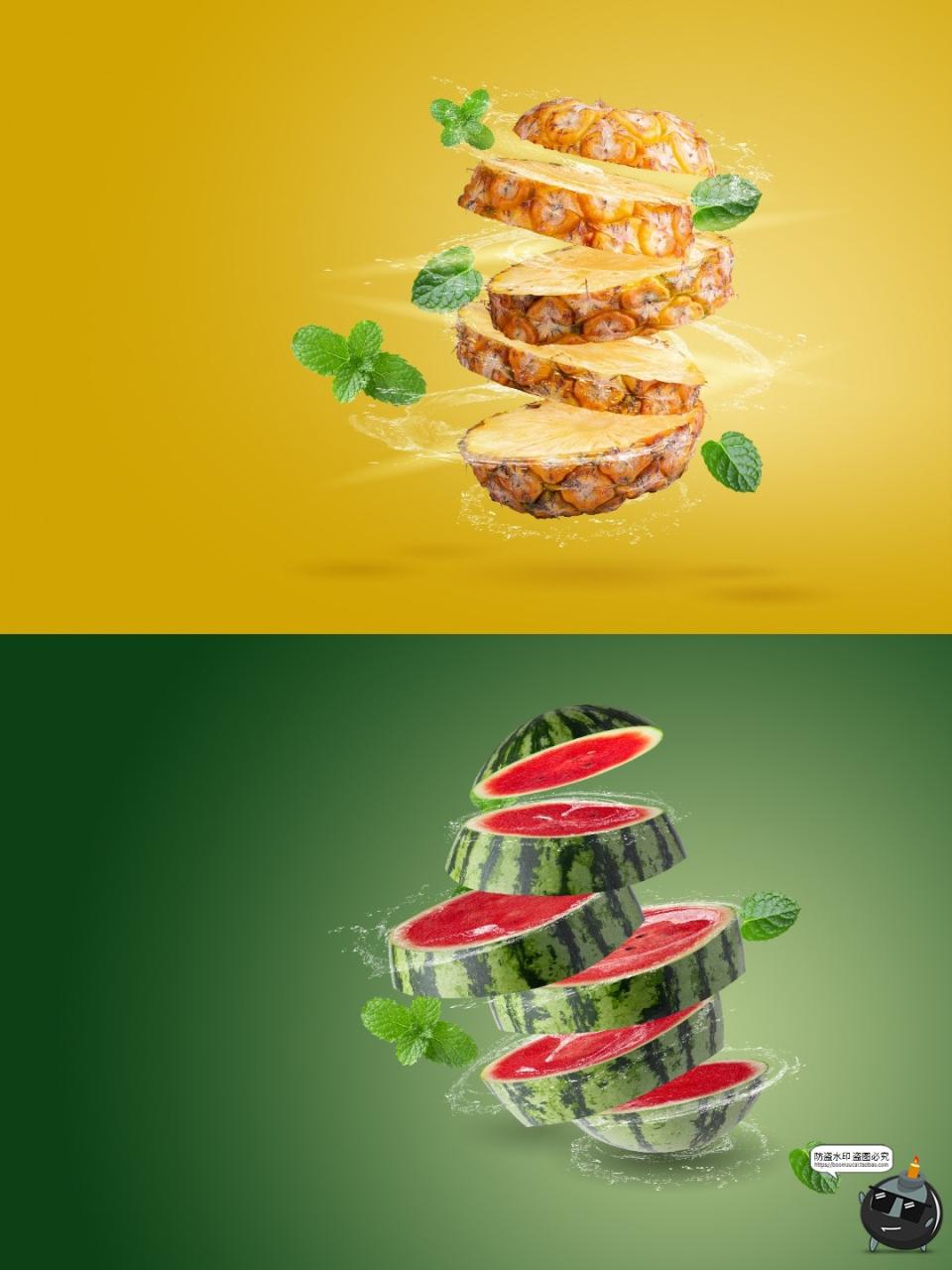 图片[6]-水果特写海报西瓜荔枝葡萄桃子百香果火龙果新鲜水花飞溅PSD素材-设计猿