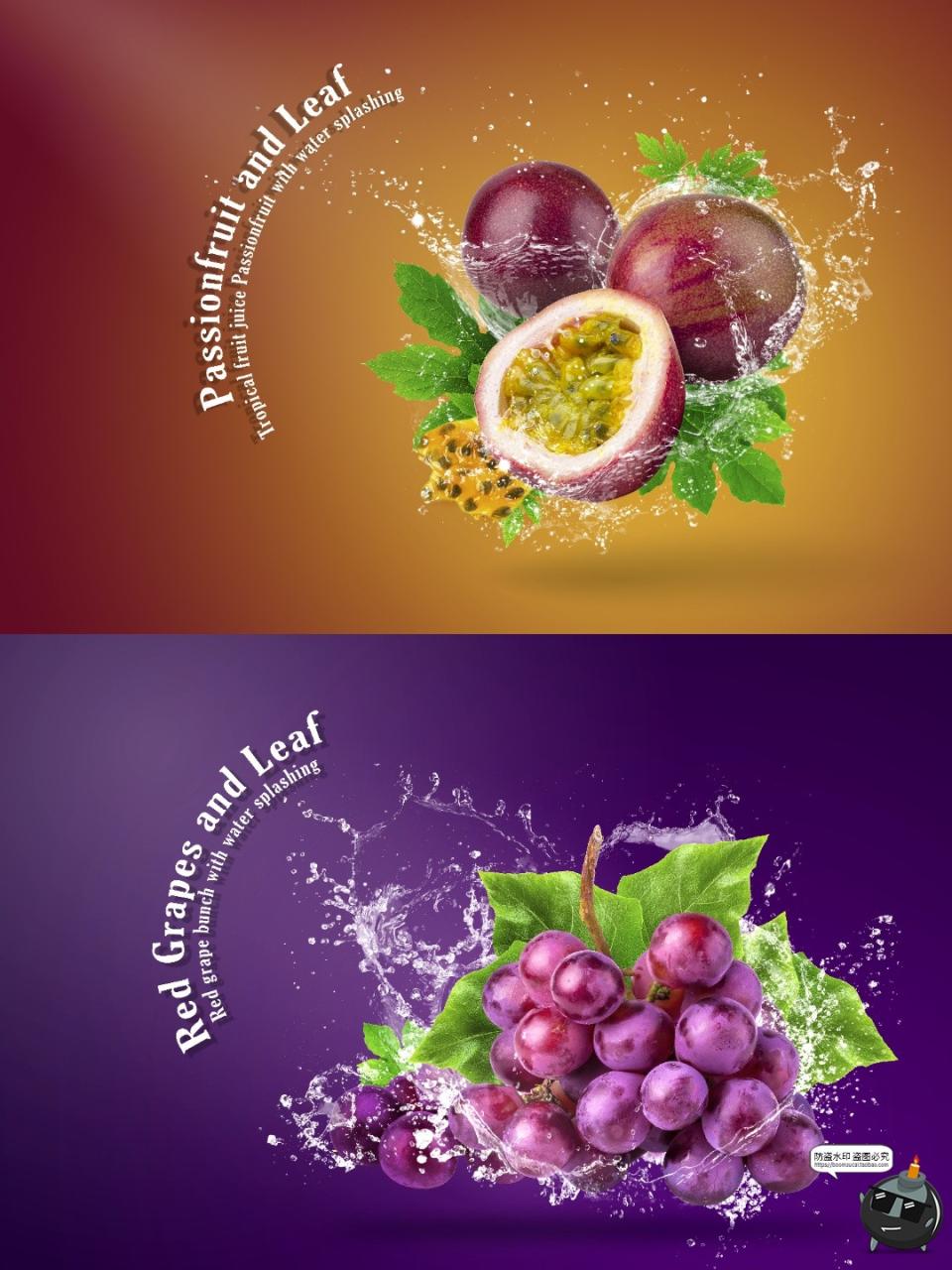图片[8]-水果特写海报西瓜荔枝葡萄桃子百香果火龙果新鲜水花飞溅PSD素材-设计猿