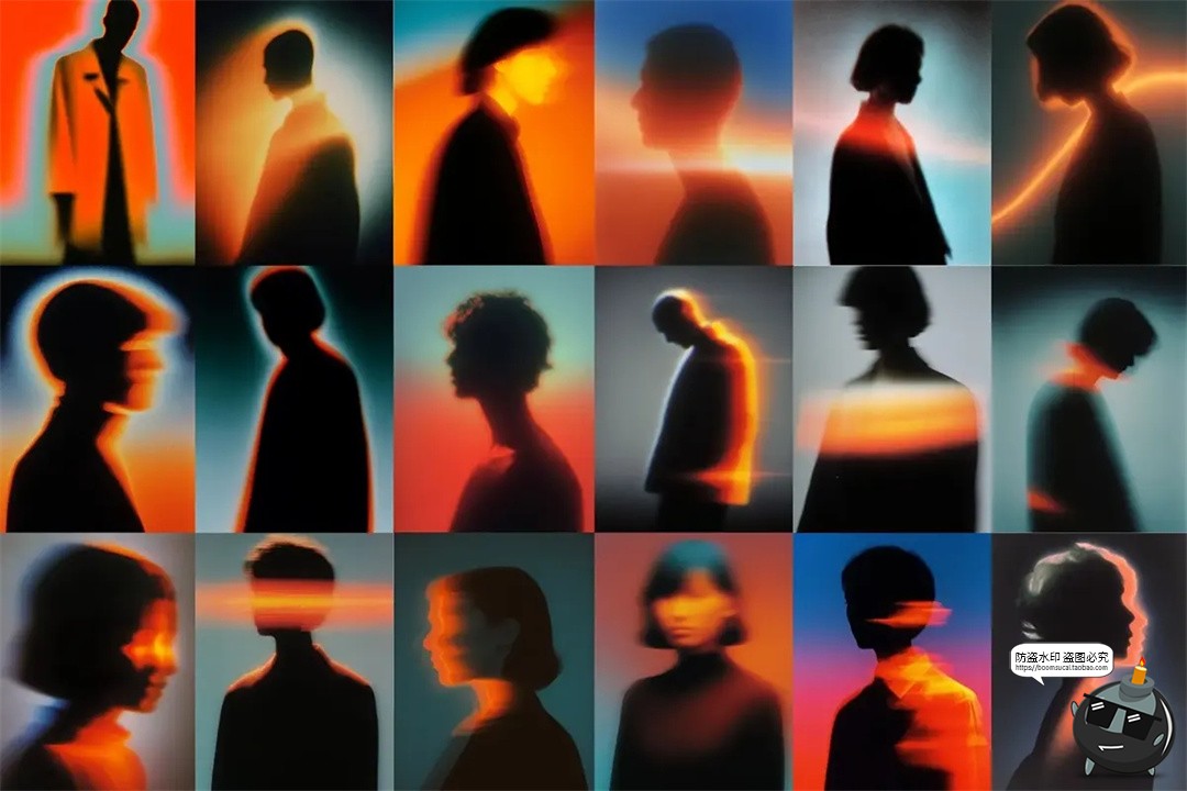图片[5]-梦幻人影美学迷幻逆光模糊人物剪影艺术渐变抽象人像JPG图片素材-设计猿