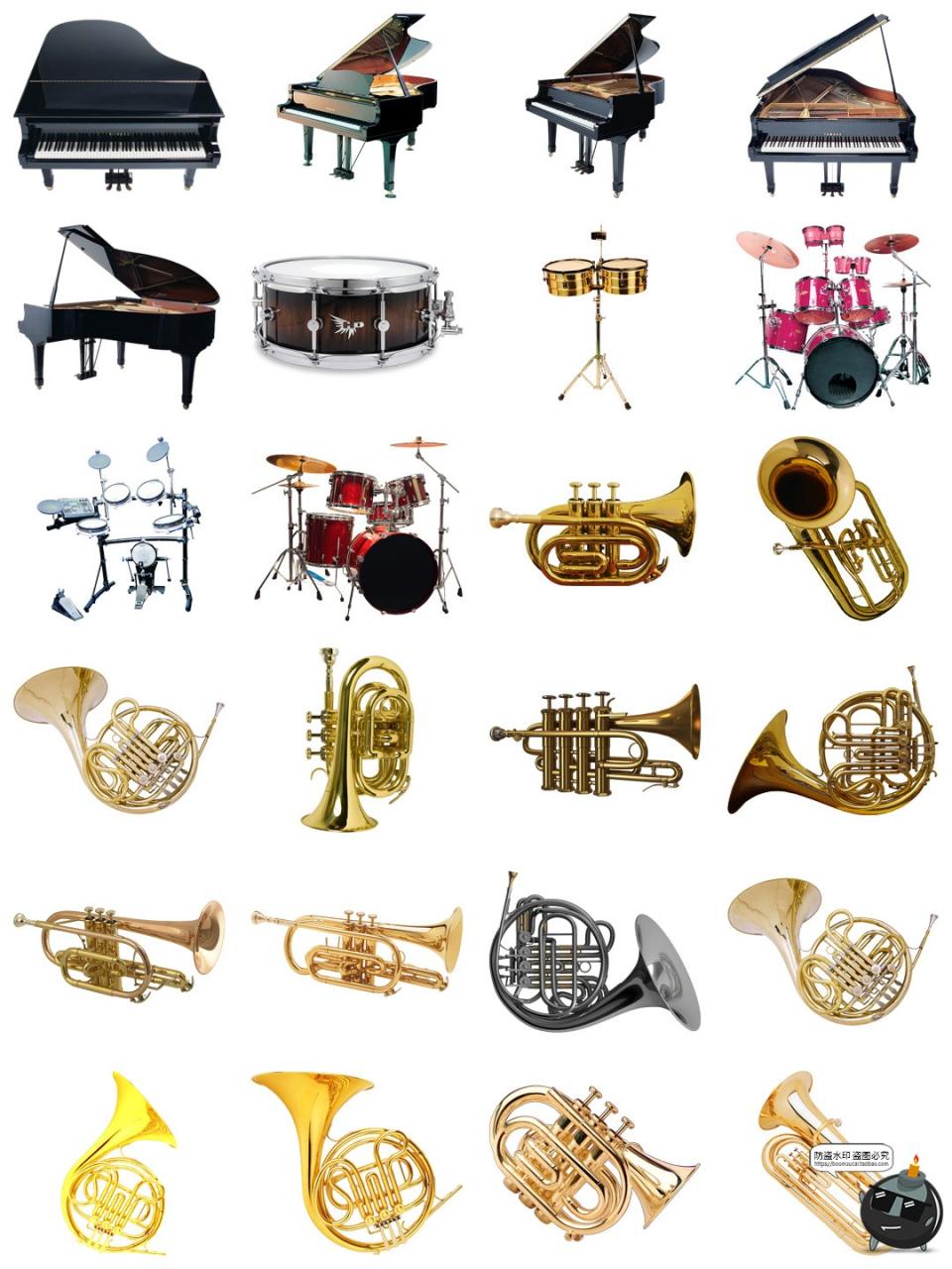 图片[2]-音乐萨克斯钢琴吉它小提琴留声机乐器笛子古筝PNG免抠透明素材图-设计猿