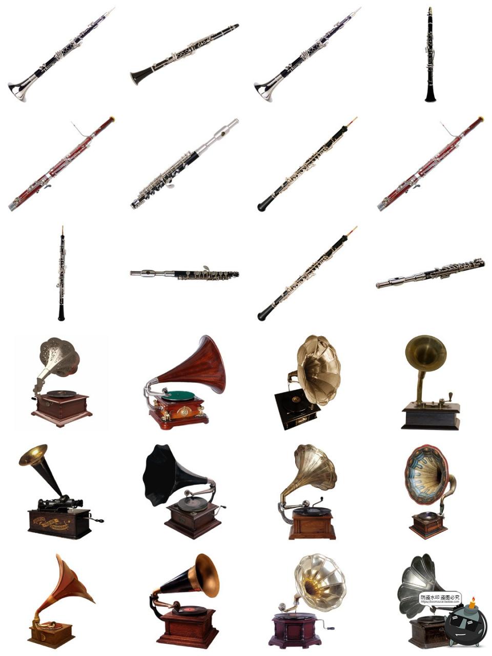 图片[3]-音乐萨克斯钢琴吉它小提琴留声机乐器笛子古筝PNG免抠透明素材图-设计猿