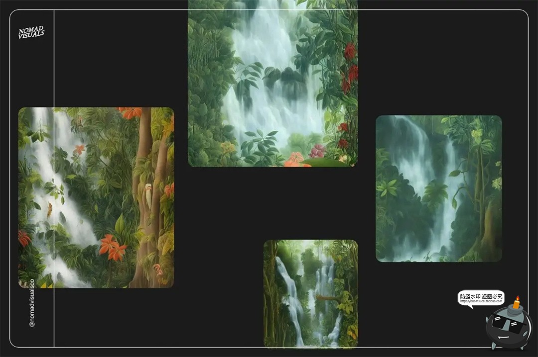 图片[11]-梦幻仙境超现实主义热带雨林瀑布艺术手绘插画背景JPG图片素材图-设计猿