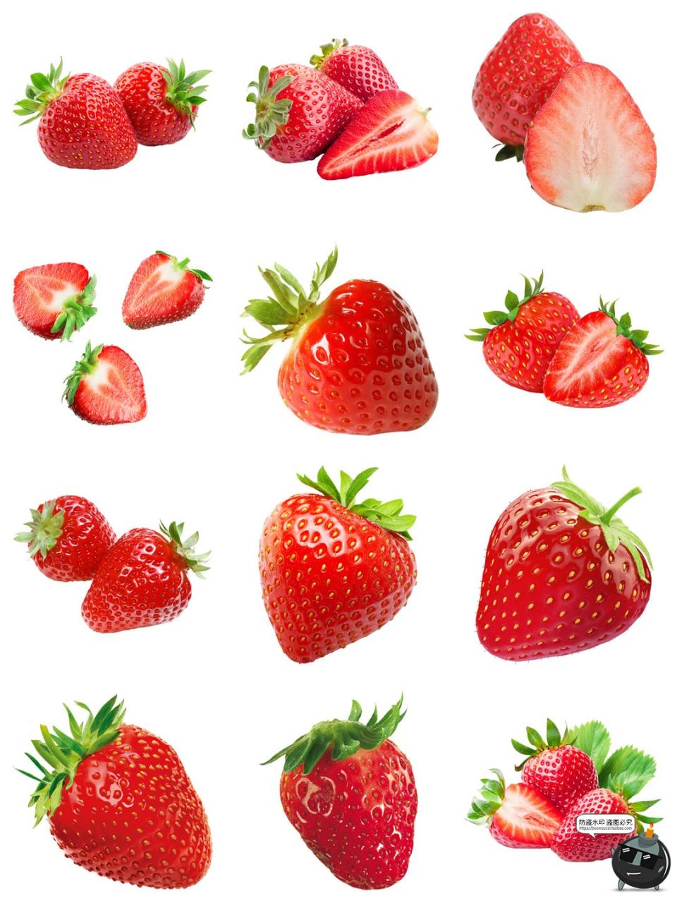 图片[2]-草莓素材 水果切面新鲜食材果汁茶饮广告海报装饰元素PNG免抠图片-设计猿