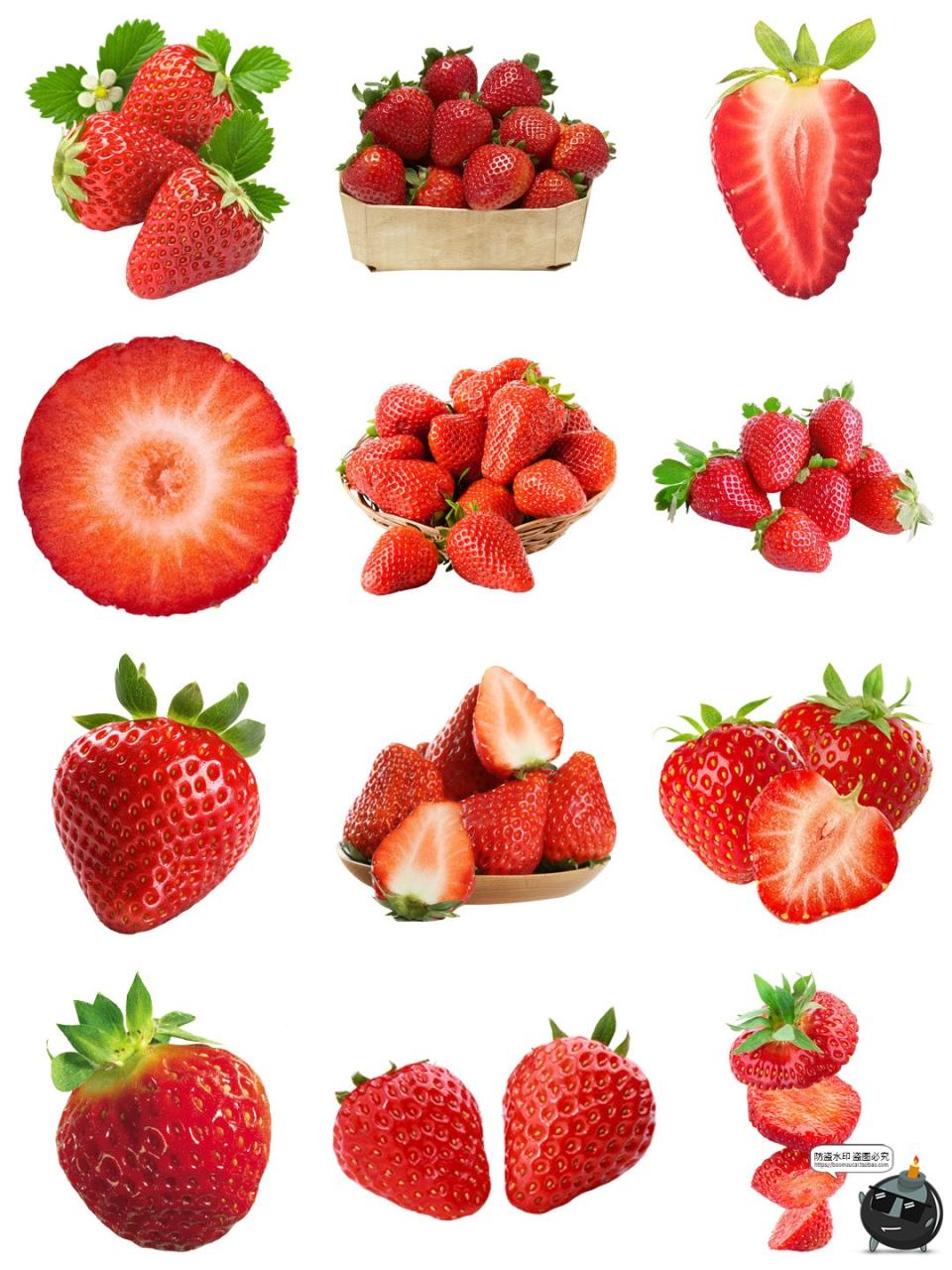 图片[4]-草莓素材 水果切面新鲜食材果汁茶饮广告海报装饰元素PNG免抠图片-设计猿