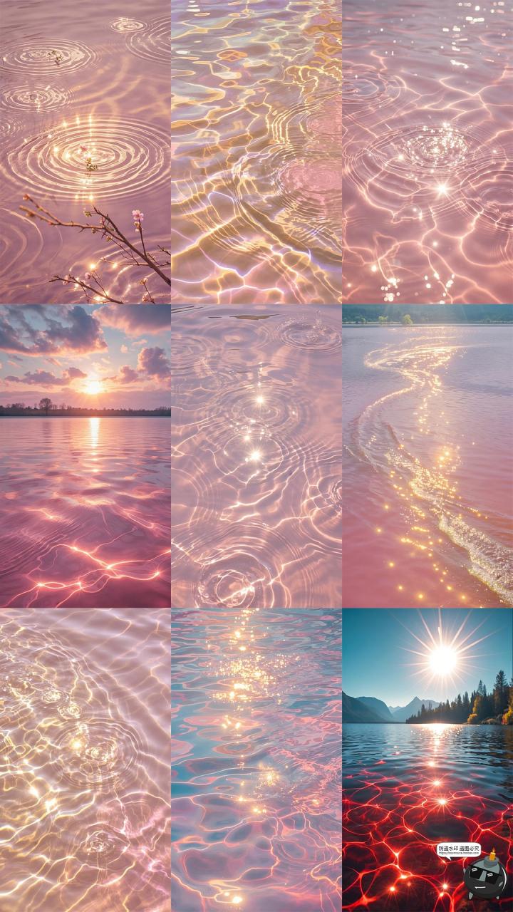 梦幻水面波光粼粼水波纹水平面海报数字绘画背景JPG合成图片素材-设计猿