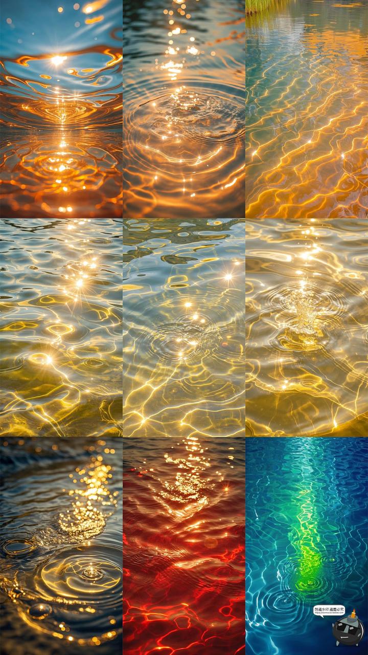 图片[2]-梦幻水面波光粼粼水波纹水平面海报数字绘画背景JPG合成图片素材-设计猿