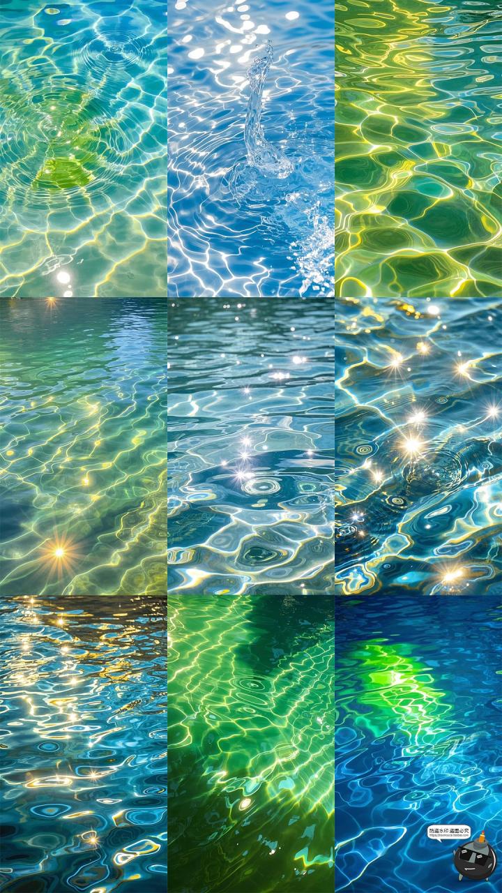 图片[3]-梦幻水面波光粼粼水波纹水平面海报数字绘画背景JPG合成图片素材-设计猿