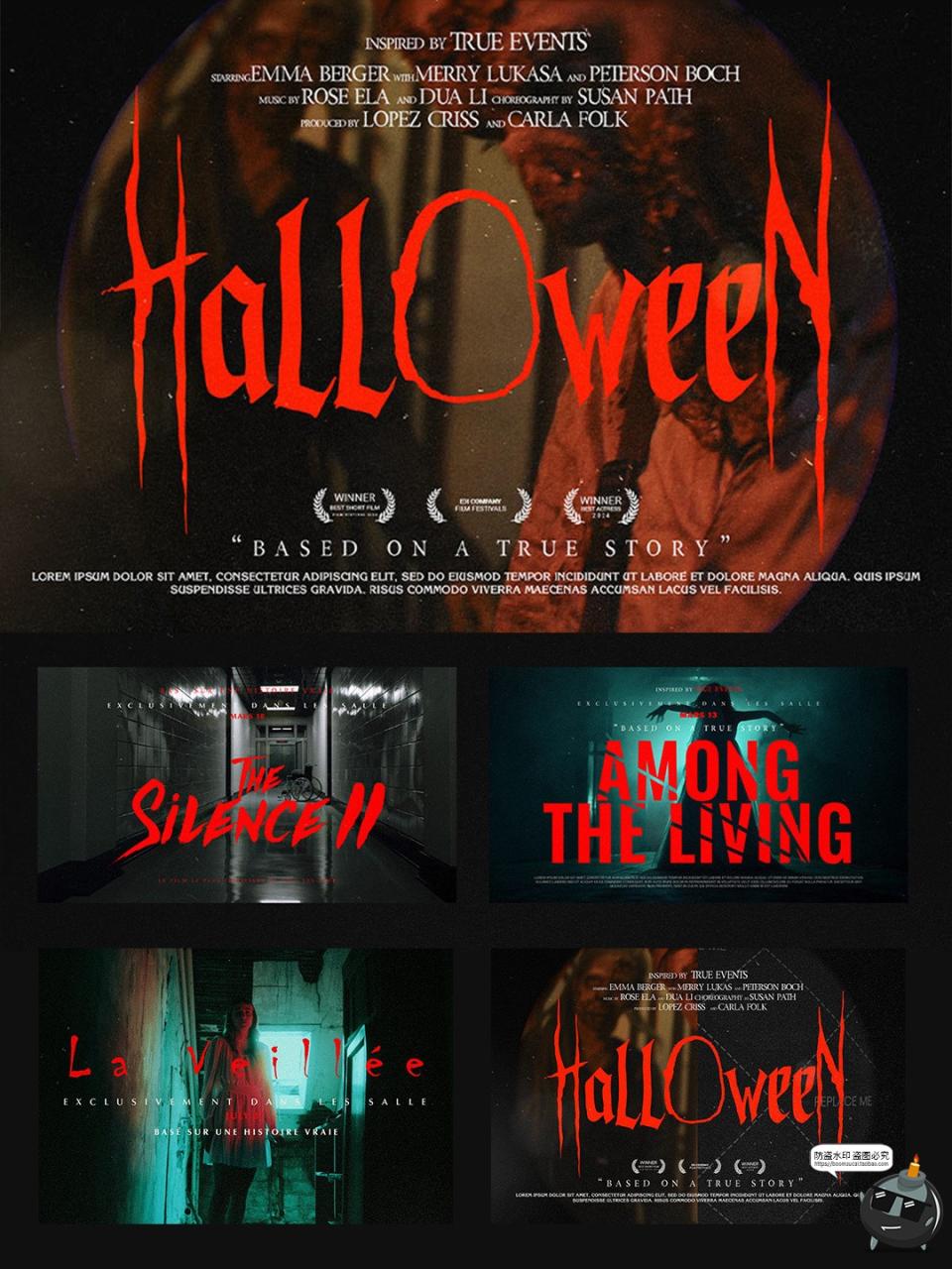 图片[1]-恐怖美学暗黑哥特复古奇幻艺术电影标题海报封面文字排版PSD模板-设计猿