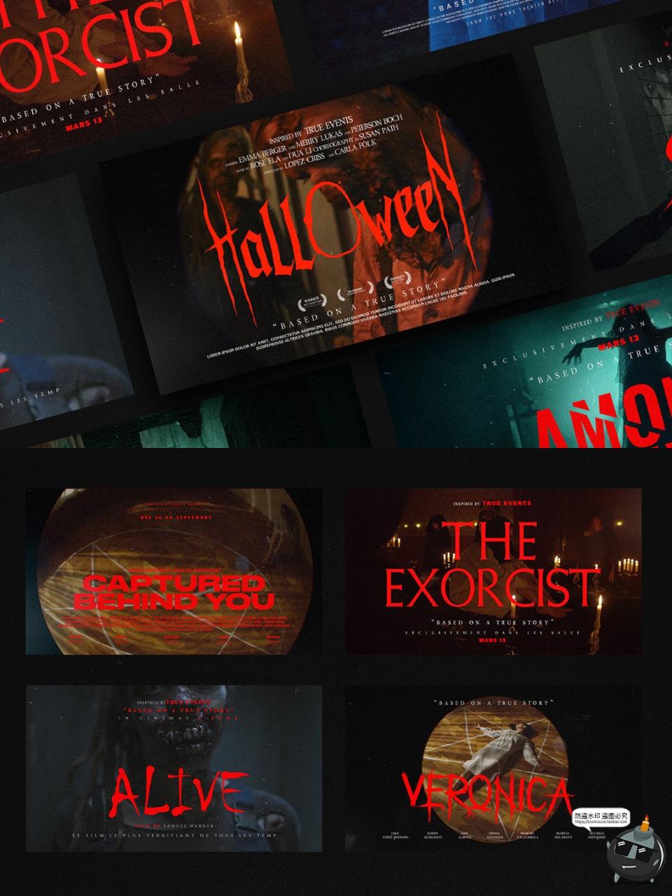 图片[3]-恐怖美学暗黑哥特复古奇幻艺术电影标题海报封面文字排版PSD模板-设计猿