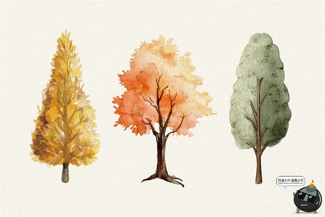 图片[8]-复古童话水彩手绘万圣节骷髅南瓜幽灵插画手账PNG免抠图片素材图-设计猿