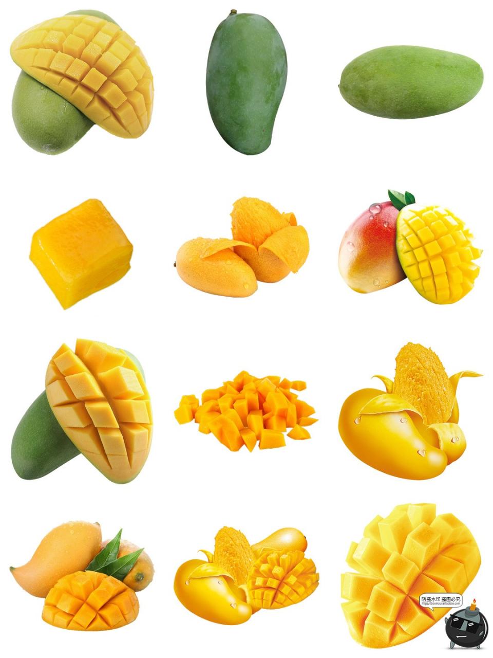 图片[2]-芒果素材 青芒切块水果新鲜果汁海报广告装饰摄影平面PNG免抠图片-设计猿