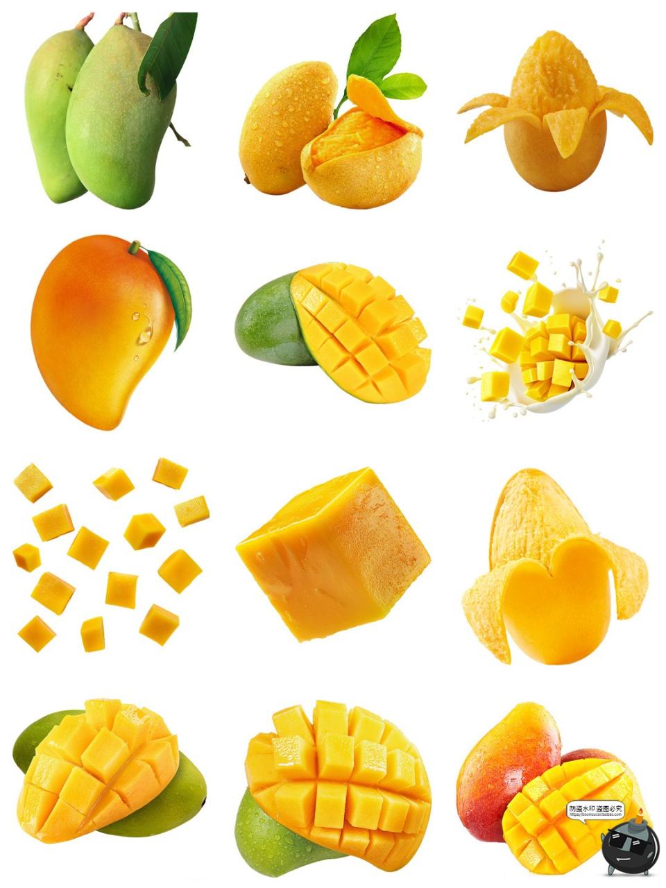 图片[5]-芒果素材 青芒切块水果新鲜果汁海报广告装饰摄影平面PNG免抠图片-设计猿