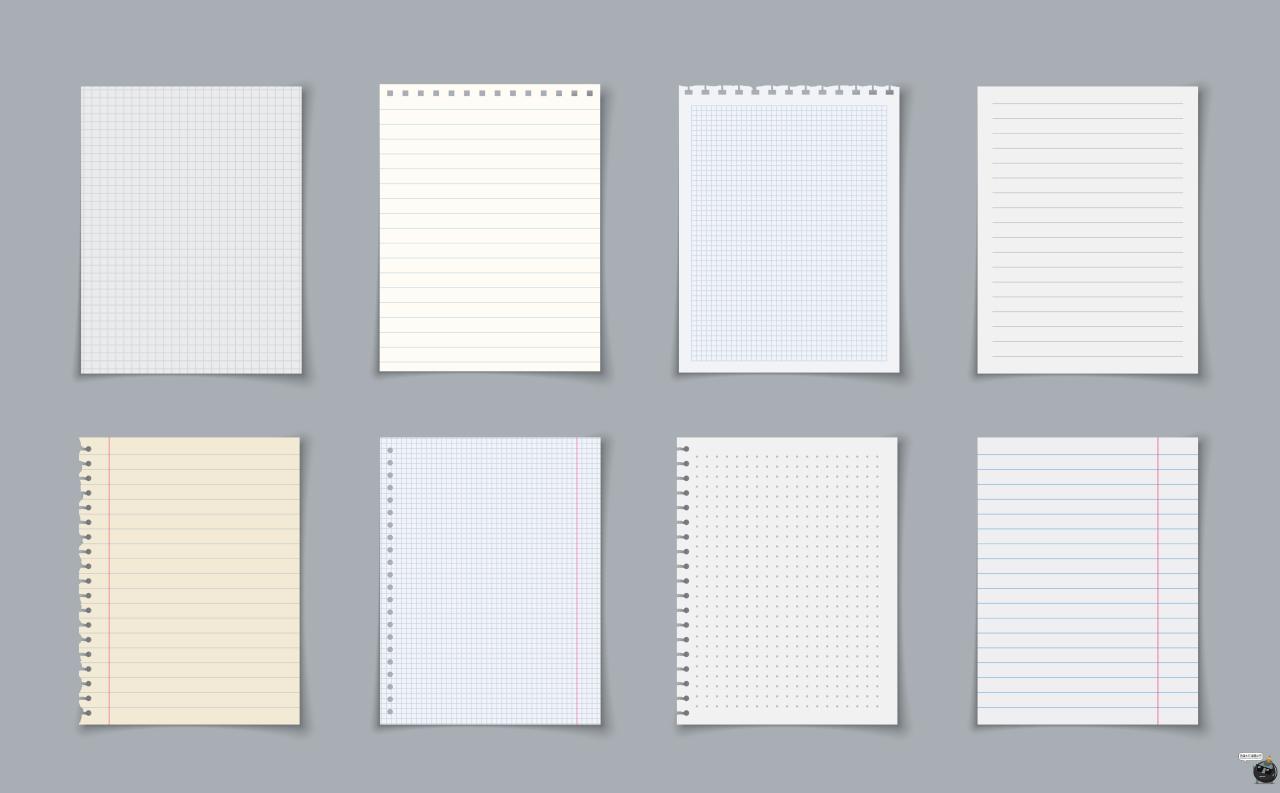 笔记本便签纸张内页条纹网格作业本页面美工元素AI矢量JPG素材图-设计猿