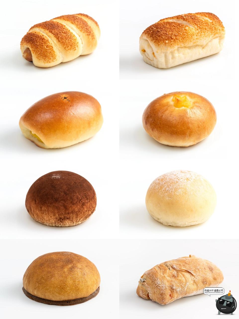 面包烘焙店铺下午茶肠仔包甜甜圈牛角包小吃白底商品JPG图片素材-设计猿