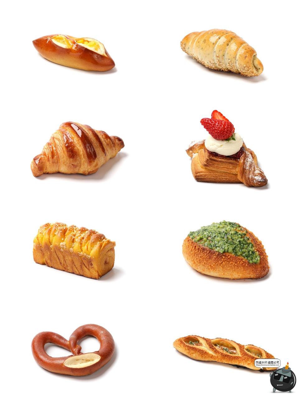 图片[4]-面包烘焙店铺下午茶肠仔包甜甜圈牛角包小吃白底商品JPG图片素材-设计猿