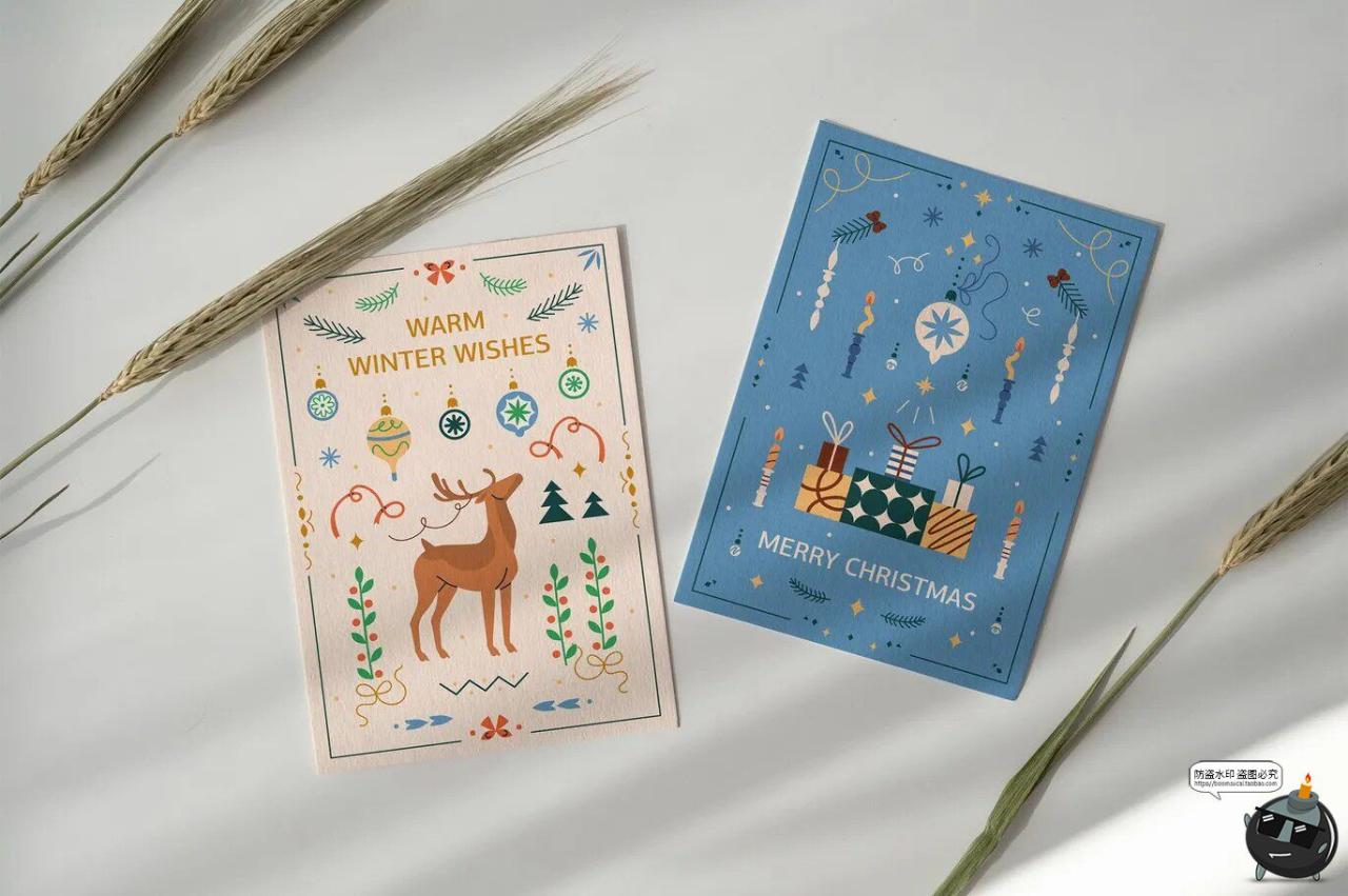 图片[4]-时尚扁平化圣诞节新年贺卡横幅海报手绘元素插图插画AI矢量素材-设计猿