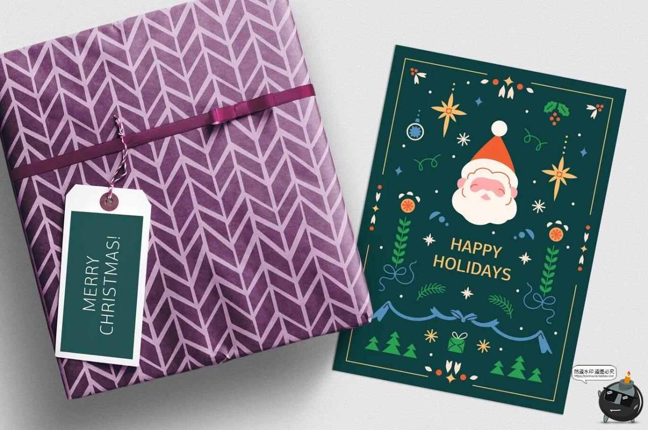 图片[8]-时尚扁平化圣诞节新年贺卡横幅海报手绘元素插图插画AI矢量素材-设计猿