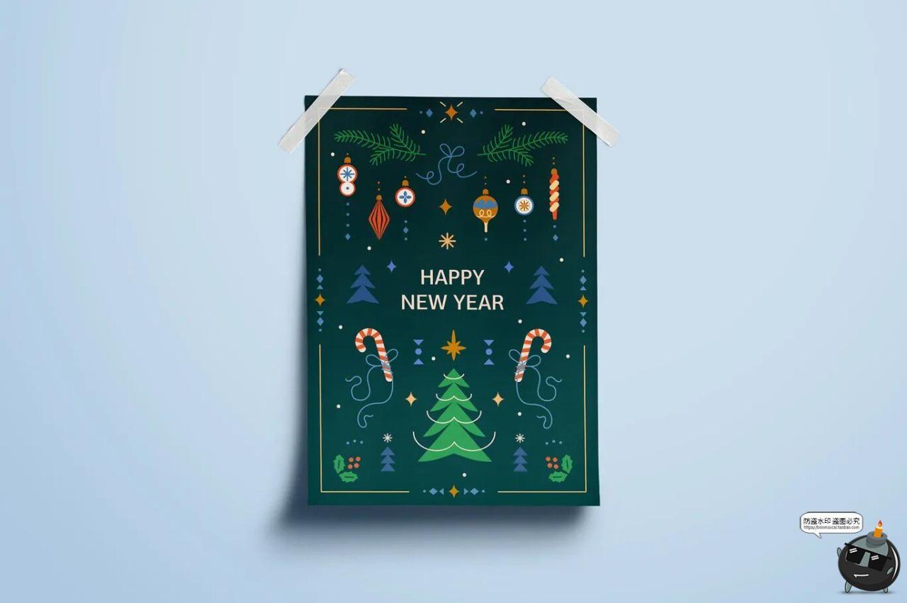 图片[9]-时尚扁平化圣诞节新年贺卡横幅海报手绘元素插图插画AI矢量素材-设计猿