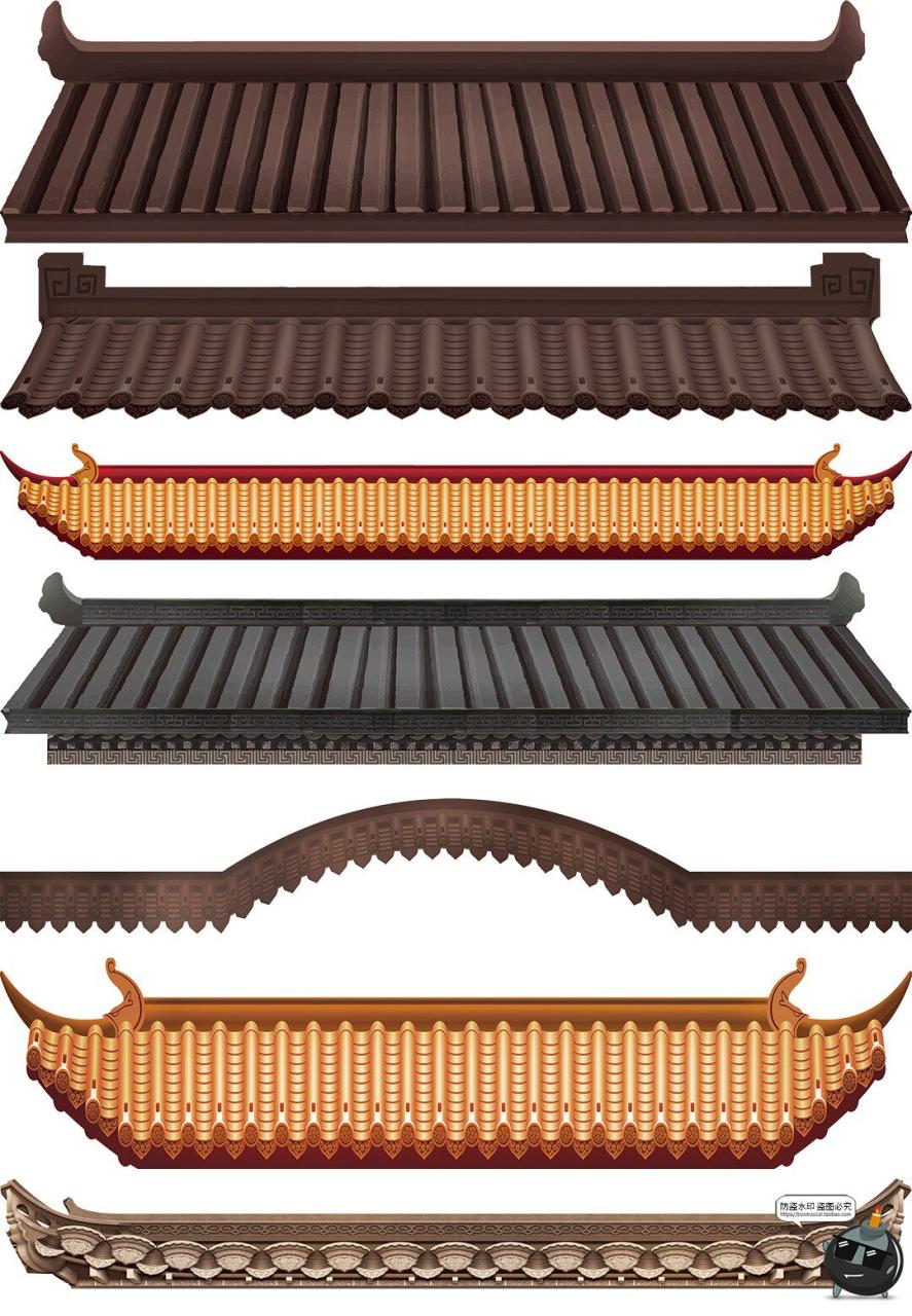 高清PNG新中式古典婚礼屋檐门楼效果图手账拼贴PNG免抠图片素材-设计猿