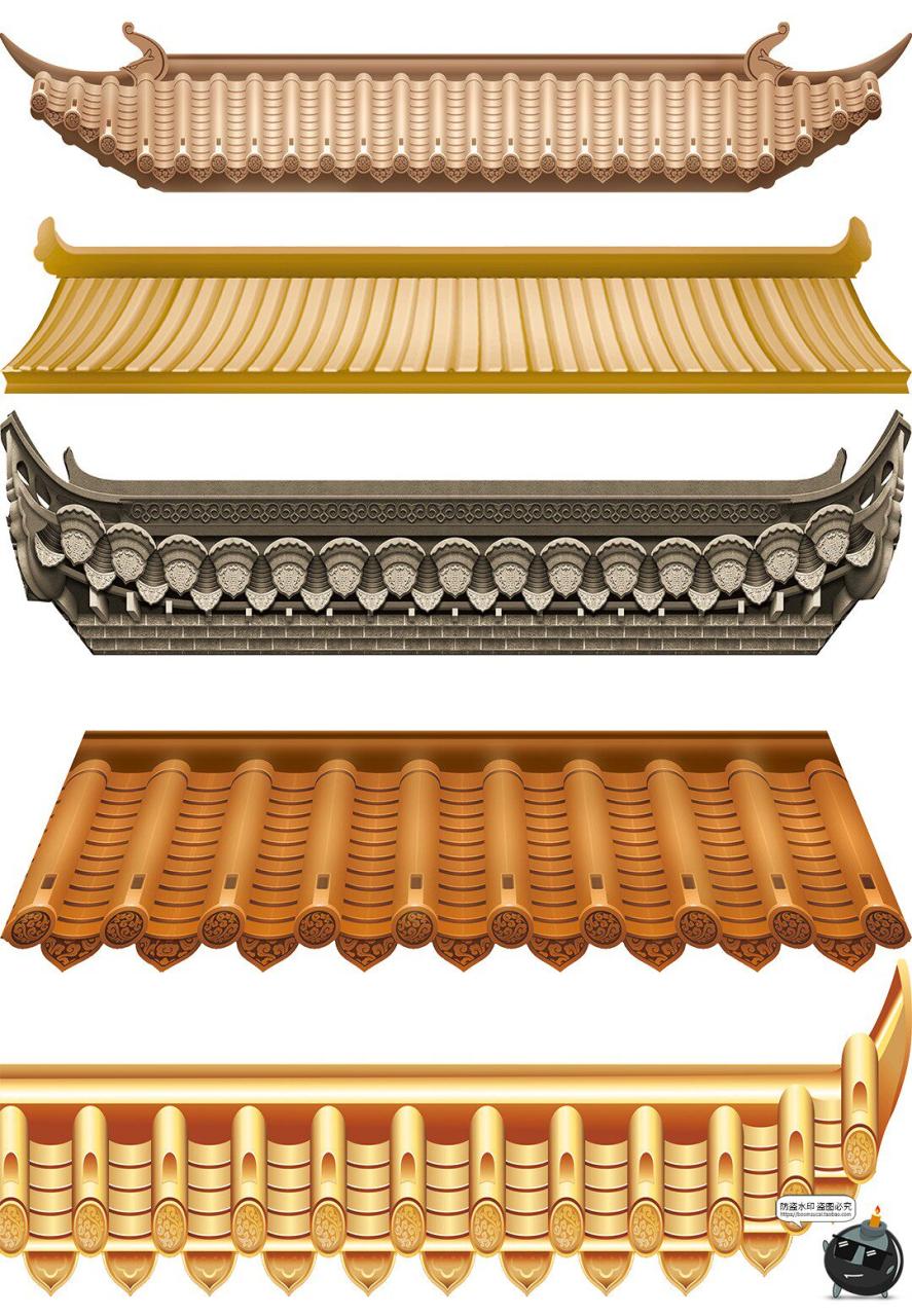 图片[2]-高清PNG新中式古典婚礼屋檐门楼效果图手账拼贴PNG免抠图片素材-设计猿