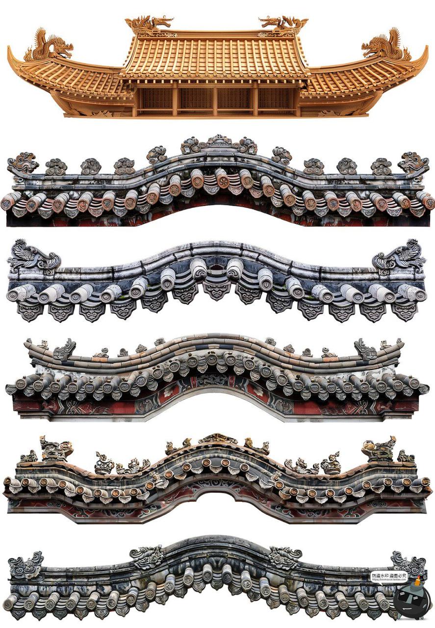 图片[7]-高清PNG新中式古典婚礼屋檐门楼效果图手账拼贴PNG免抠图片素材-设计猿