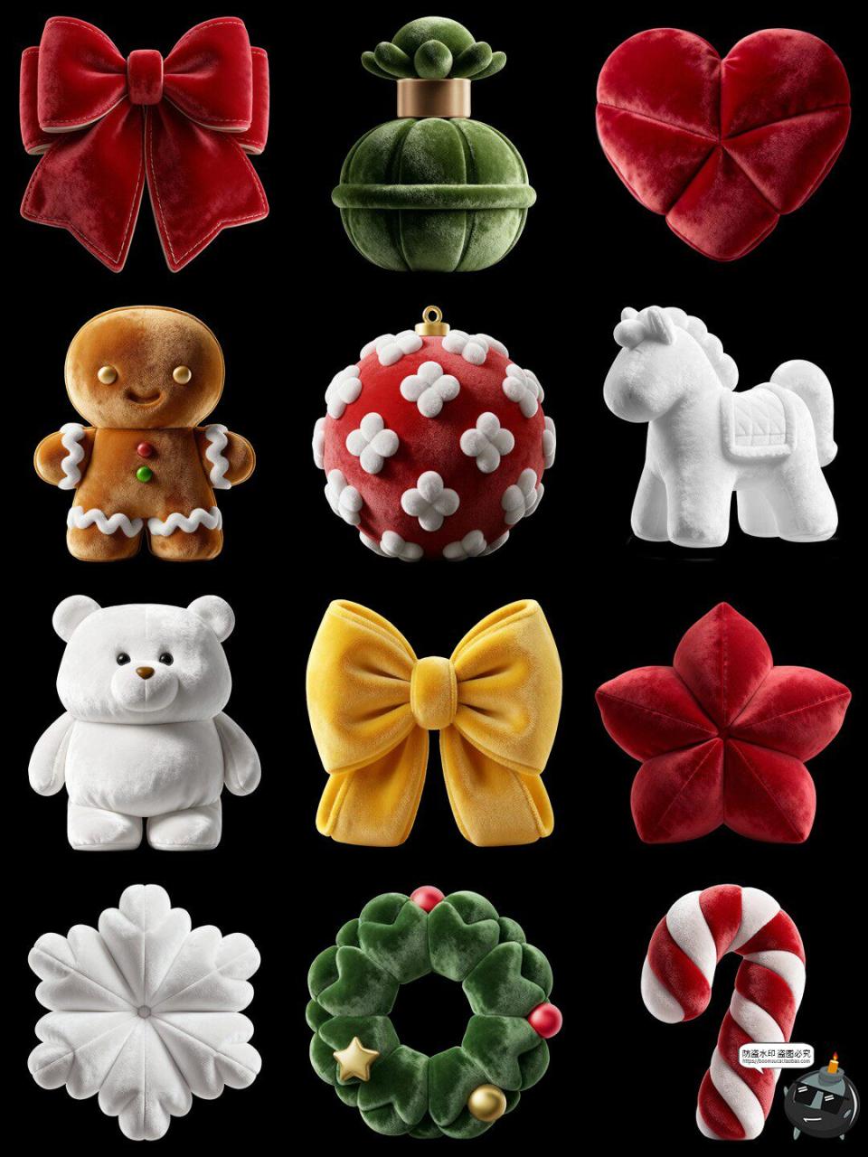 图片[4]-圣诞节毛绒质感玩具图形图案APP网页UI 3D立体图标PNG免抠素材图-设计猿