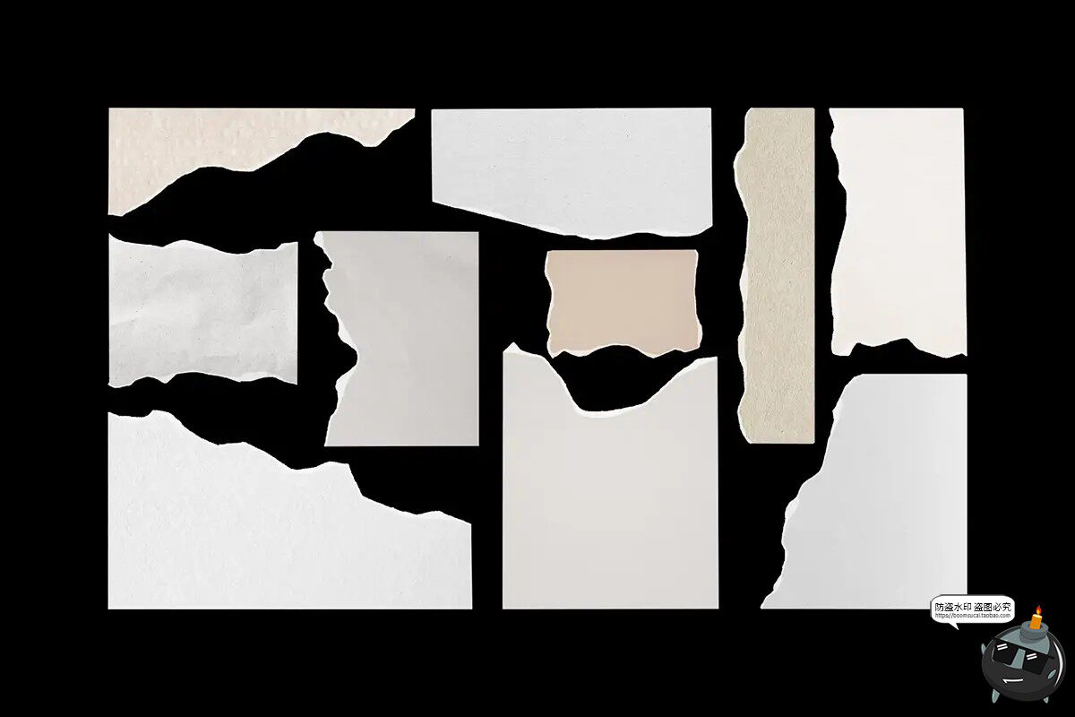 图片[2]-撕纸牛皮纸褶皱混合复古做旧拼贴纸张碎片纸纹理PNG免抠图片素材-设计猿