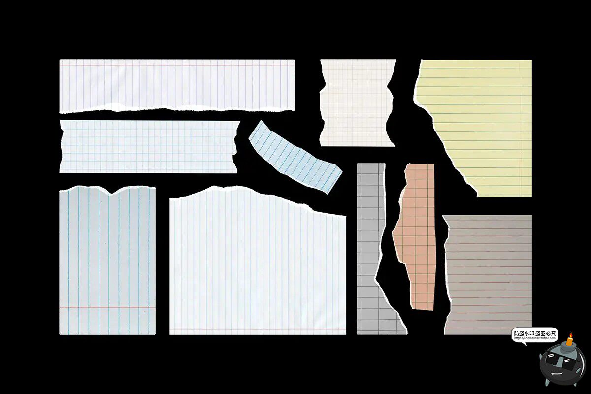 图片[4]-撕纸牛皮纸褶皱混合复古做旧拼贴纸张碎片纸纹理PNG免抠图片素材-设计猿