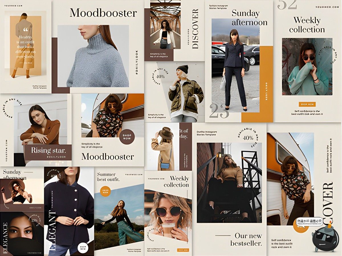 图片[1]-时尚高级女装模特杂志风竖版海报摄影照片图文排版PSD模板PS素材-设计猿