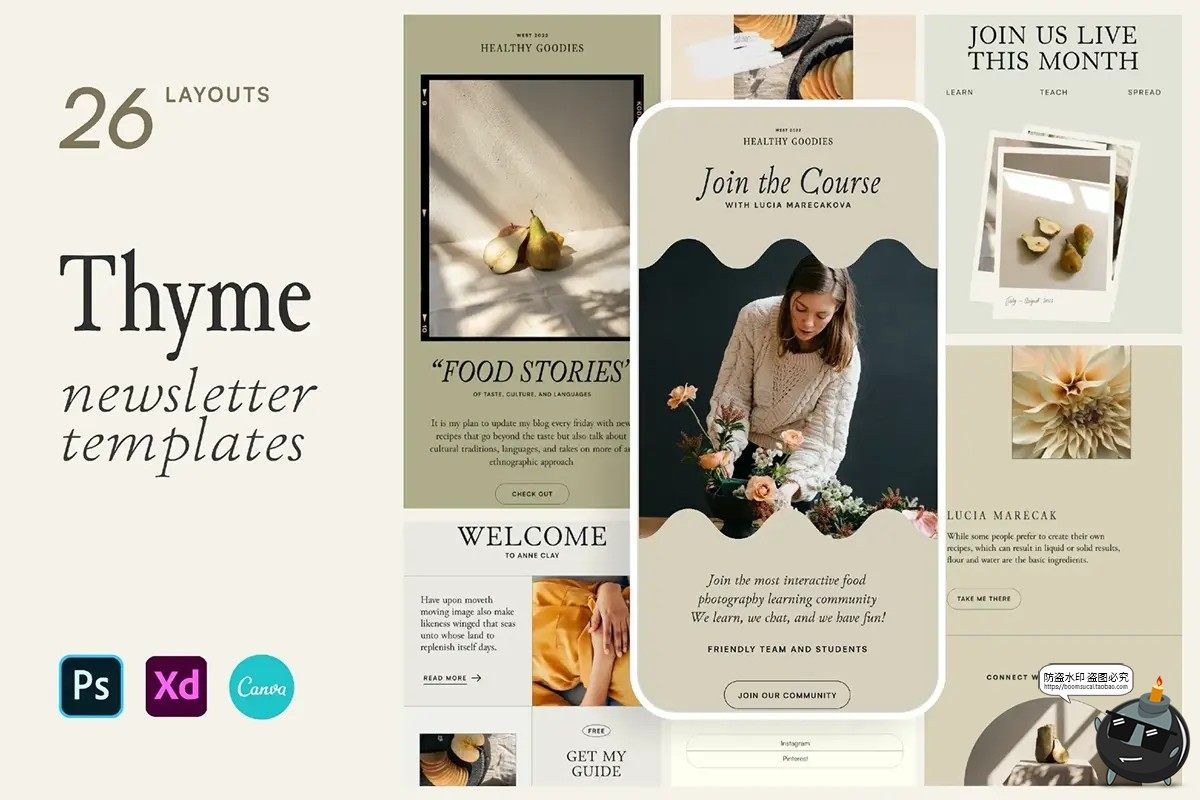 图片[1]-莫兰迪色系文艺推文长图文排版板式排列宣传广告海报PSD模板素材-设计猿