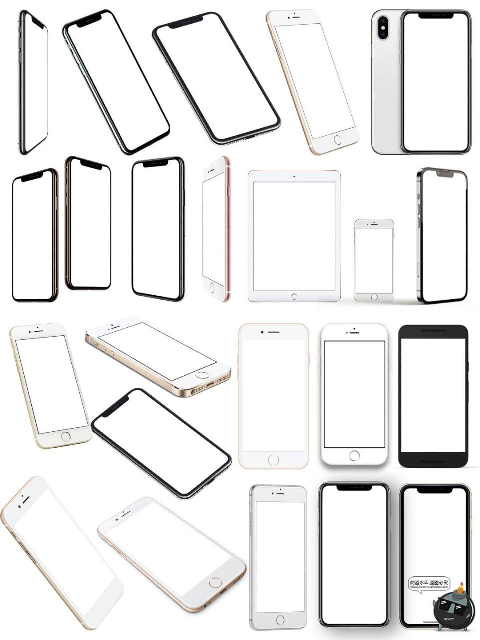 图片[2]-安卓苹果手机边框UI作品展示模板透明元素平面PNG免抠素材图片-设计猿
