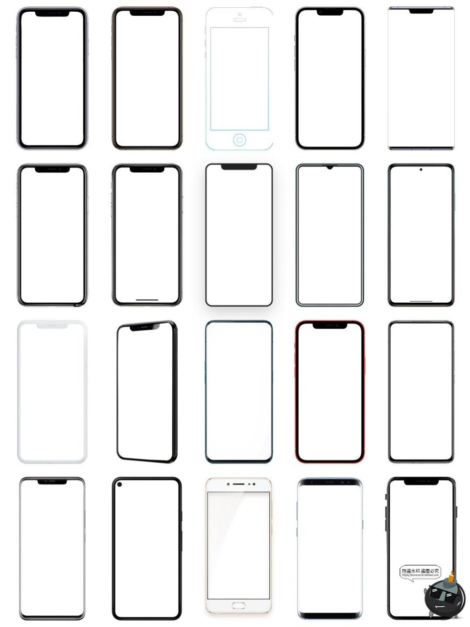 图片[3]-安卓苹果手机边框UI作品展示模板透明元素平面PNG免抠素材图片-设计猿