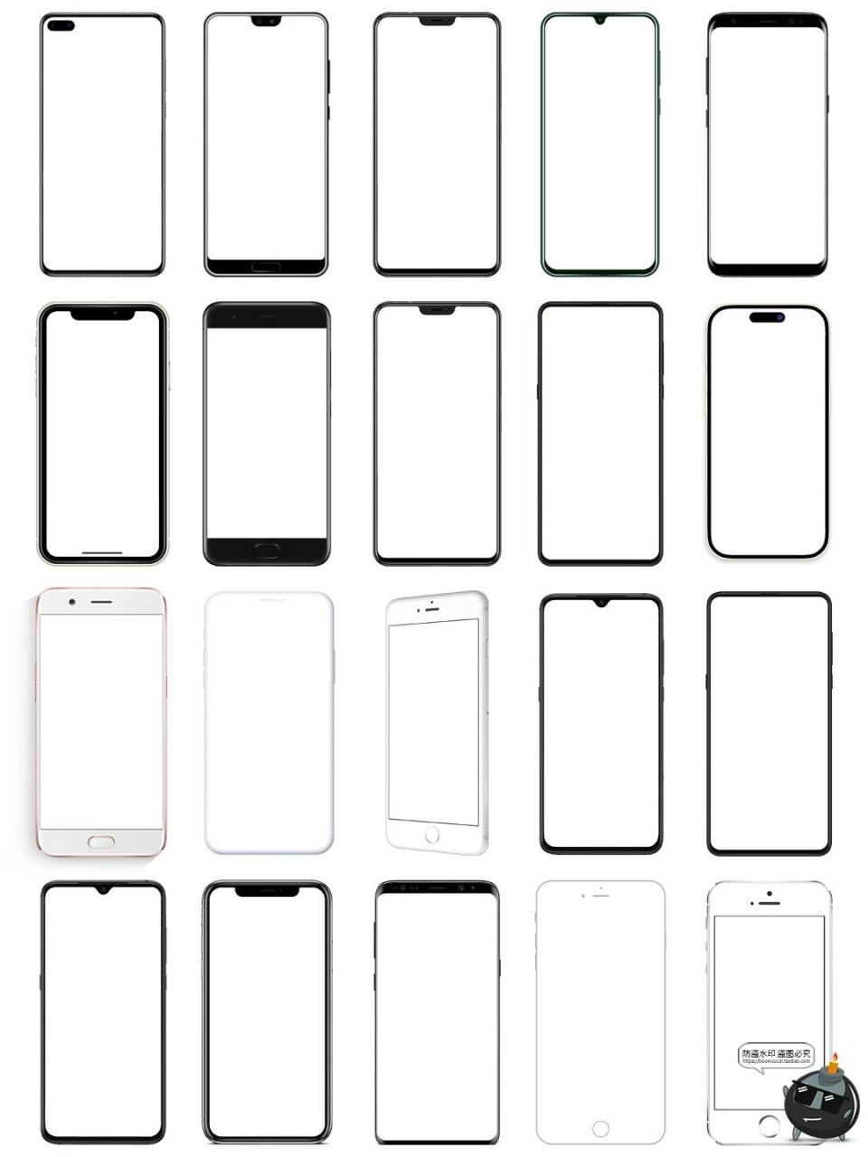 图片[4]-安卓苹果手机边框UI作品展示模板透明元素平面PNG免抠素材图片-设计猿