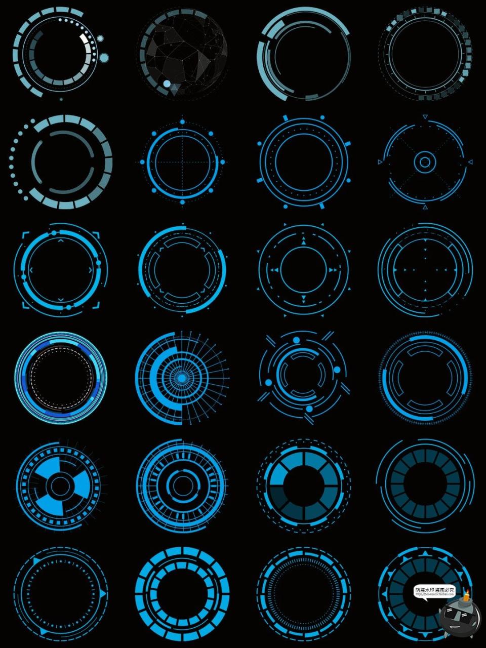图片[13]-科技感边框蓝色发光文本框赛博科幻HUD免抠PNG素材电子手账图片-设计猿