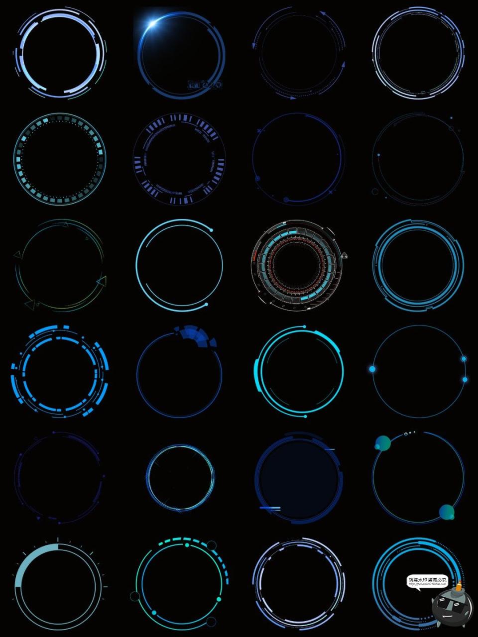图片[15]-科技感边框蓝色发光文本框赛博科幻HUD免抠PNG素材电子手账图片-设计猿