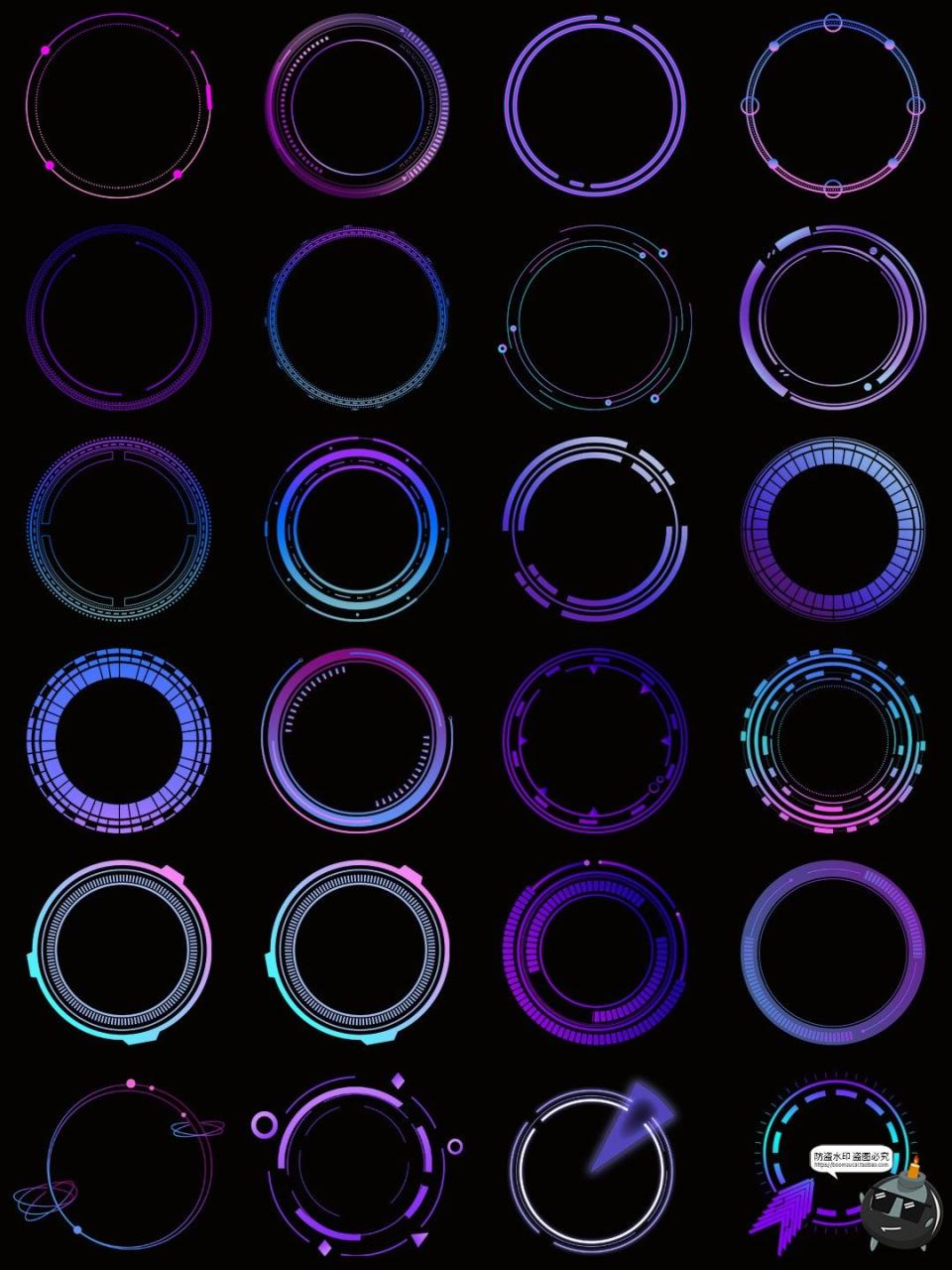 图片[18]-科技感边框蓝色发光文本框赛博科幻HUD免抠PNG素材电子手账图片-设计猿