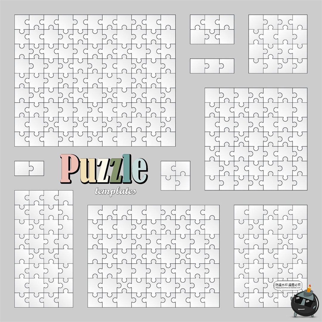 图片[3]-拼图拼格纹理图案模板格子模块底纹条纹线条线稿切片AI矢量素材-设计猿