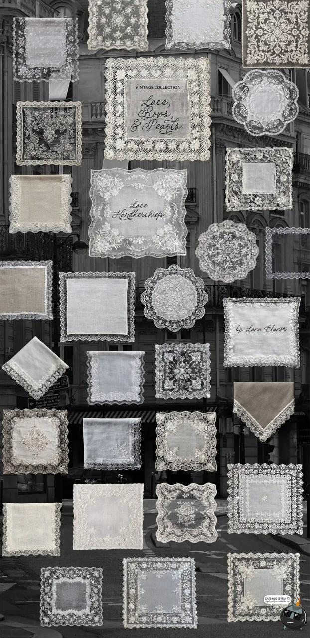 图片[3]-欧式复古宫廷婚礼蕾丝相框花边蝴蝶结拼贴插画PNG免抠图片素材-设计猿