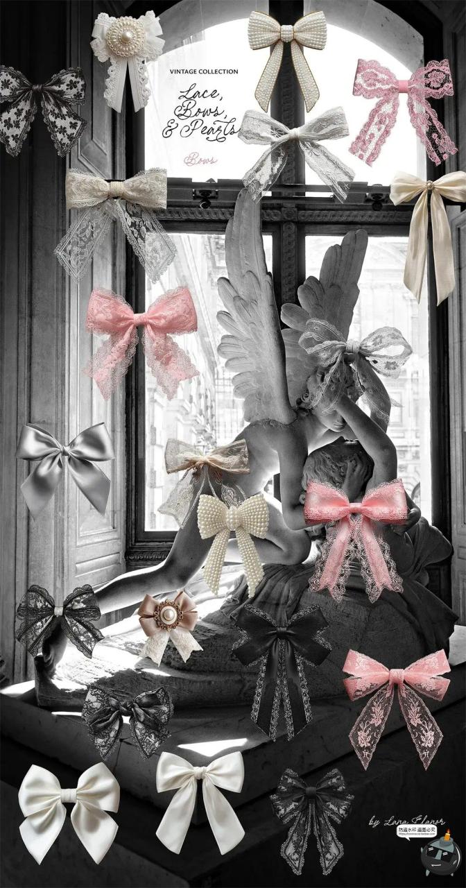图片[7]-欧式复古宫廷婚礼蕾丝相框花边蝴蝶结拼贴插画PNG免抠图片素材-设计猿
