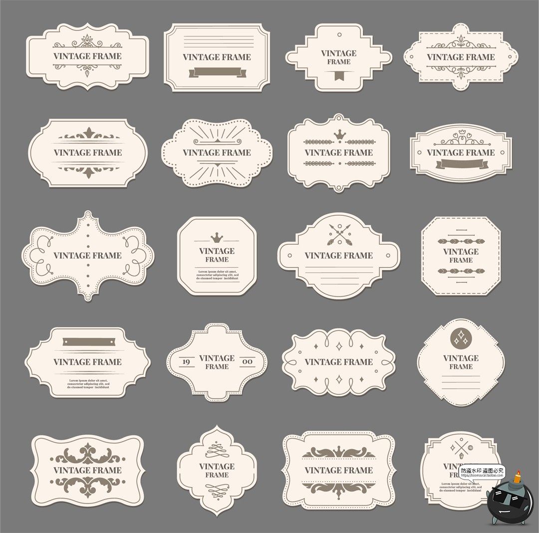 图片[2]-欧式标签复古花纹边框logo封口贴包装贴纸卡片吊牌排版AI矢量素材-设计猿