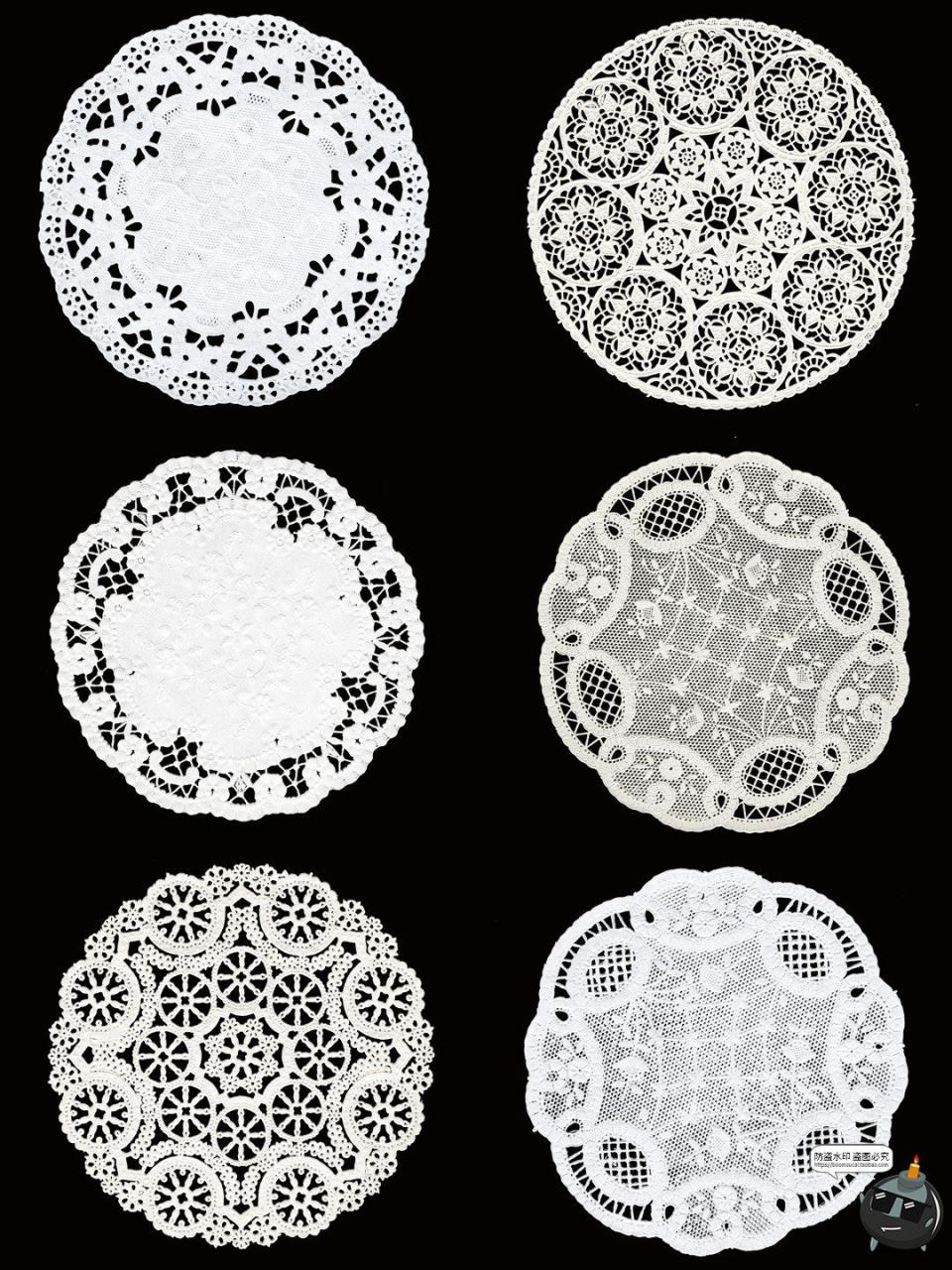图片[2]-圆形蕾丝花边白色丝网花图案美工手账剪贴元素PNG免抠图片素材-设计猿
