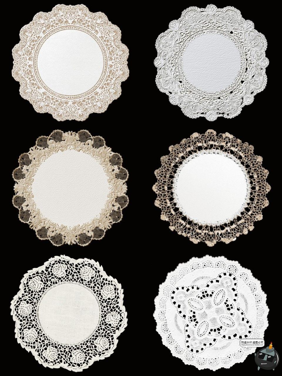 图片[4]-圆形蕾丝花边白色丝网花图案美工手账剪贴元素PNG免抠图片素材-设计猿