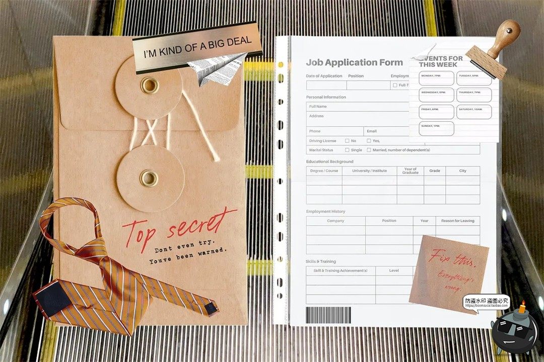 图片[8]-潮流复古职场办公室商务文具用品拼贴手账图插画PNG免抠图片素材-设计猿