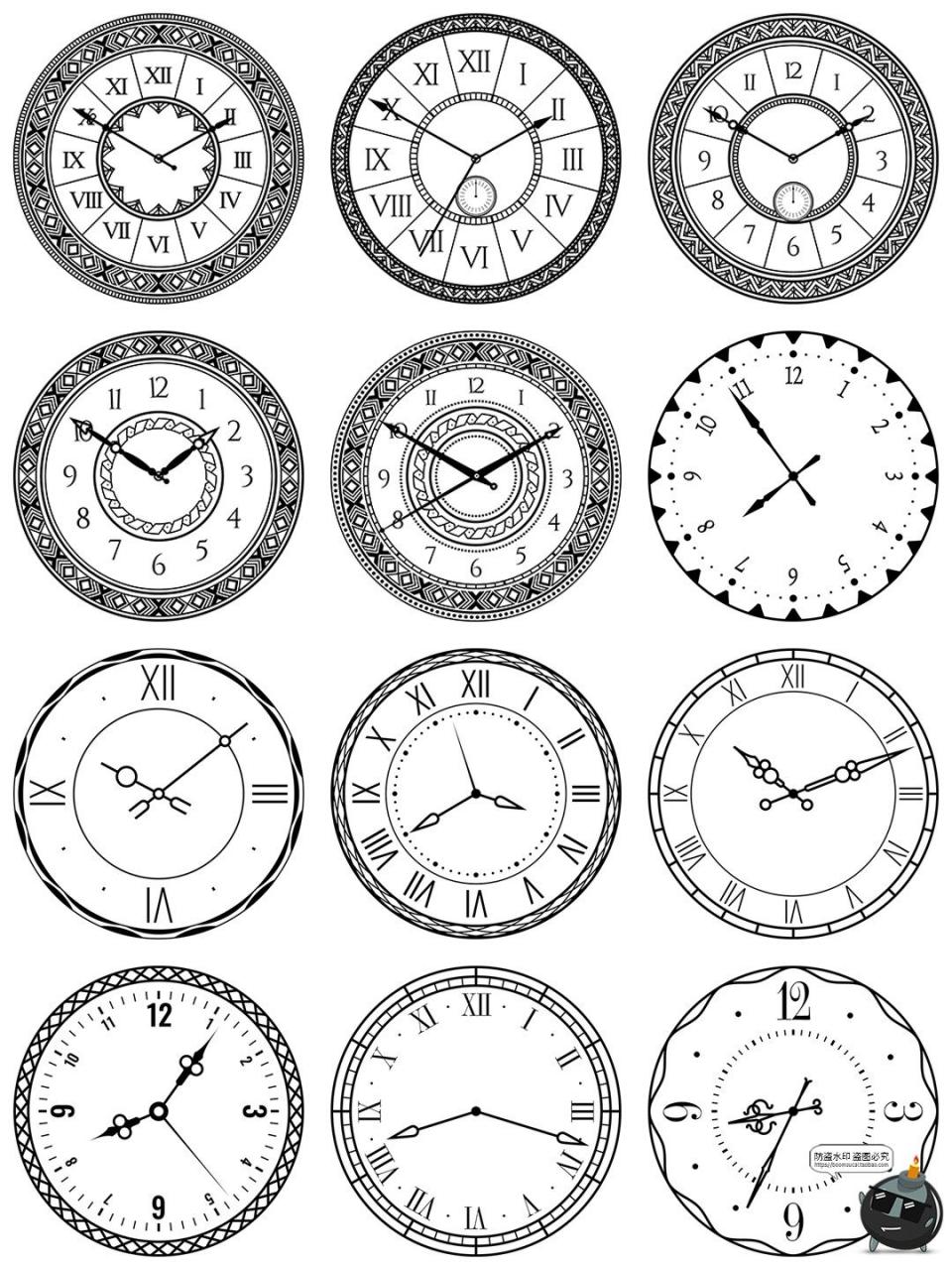图片[2]-古董表盘表面复古时钟指针图标装饰拼贴AI矢量PNG免抠图片素材-设计猿