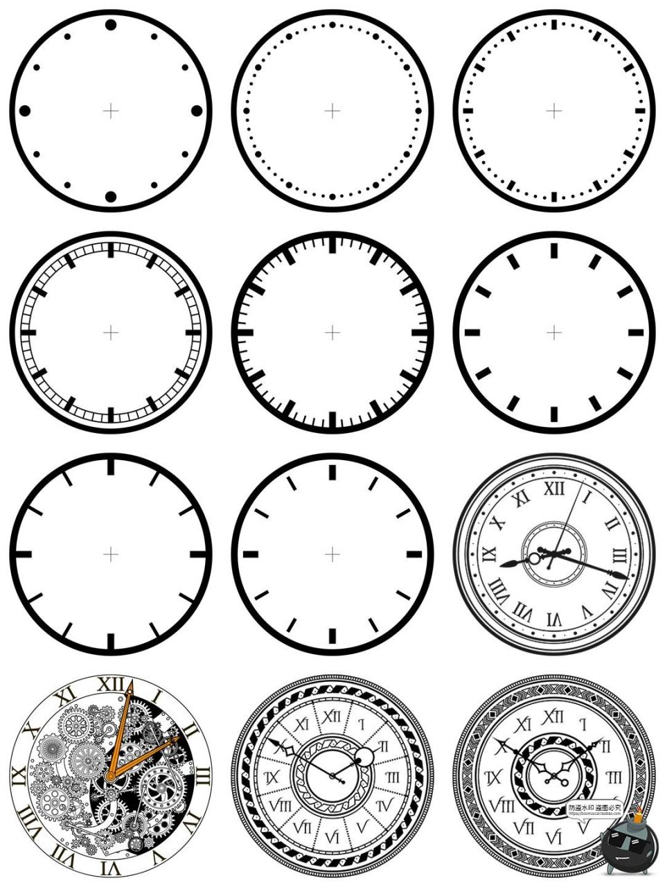 图片[3]-古董表盘表面复古时钟指针图标装饰拼贴AI矢量PNG免抠图片素材-设计猿