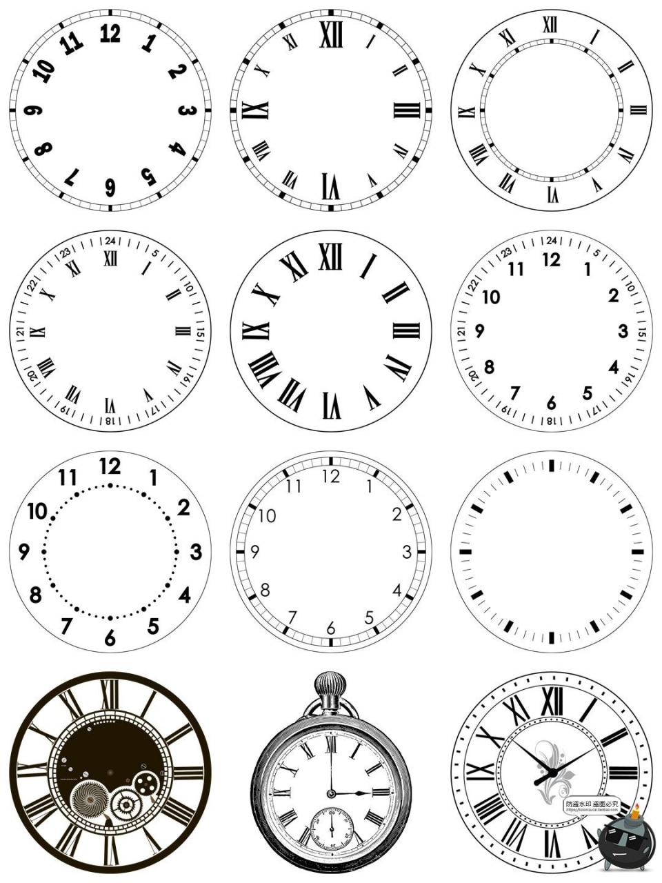 图片[4]-古董表盘表面复古时钟指针图标装饰拼贴AI矢量PNG免抠图片素材-设计猿