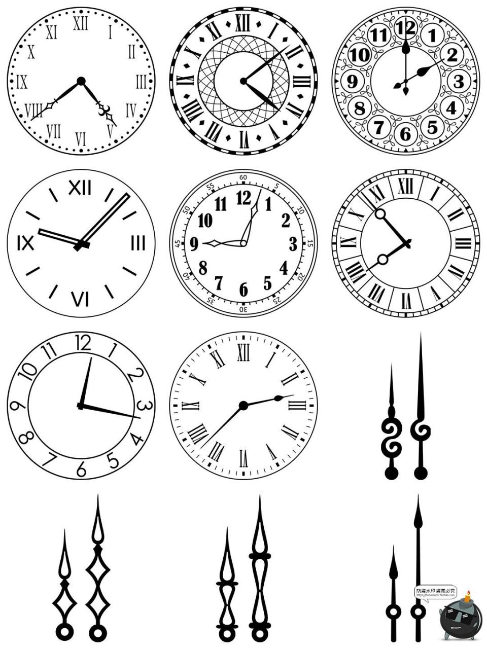 图片[5]-古董表盘表面复古时钟指针图标装饰拼贴AI矢量PNG免抠图片素材-设计猿
