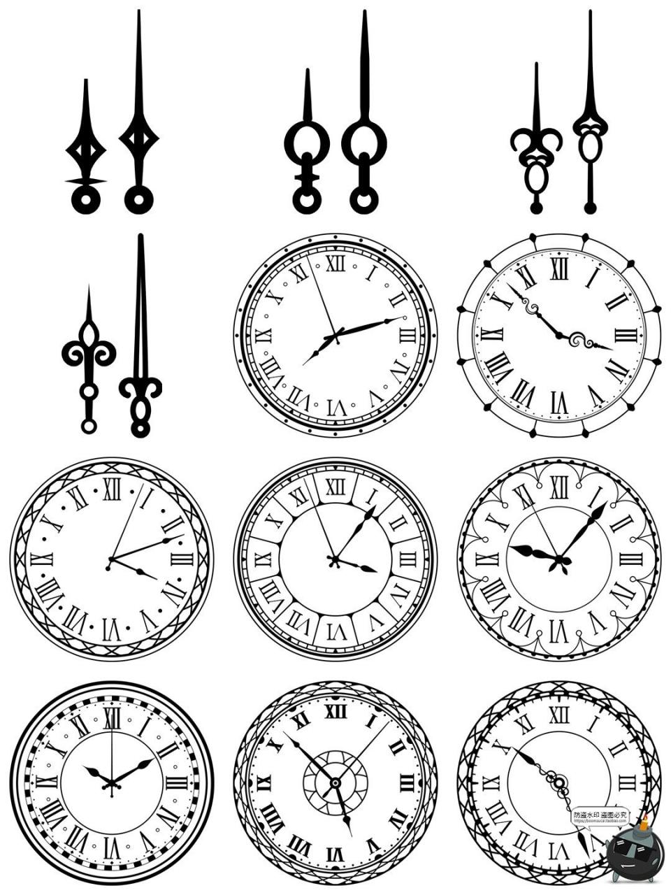 图片[7]-古董表盘表面复古时钟指针图标装饰拼贴AI矢量PNG免抠图片素材-设计猿